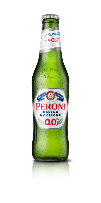 Peroni Nastro Azzurro 0,0% Alkoholfrei Kasten 24 × 0,33 l Glas Mehrweg, weitere Produktansicht
