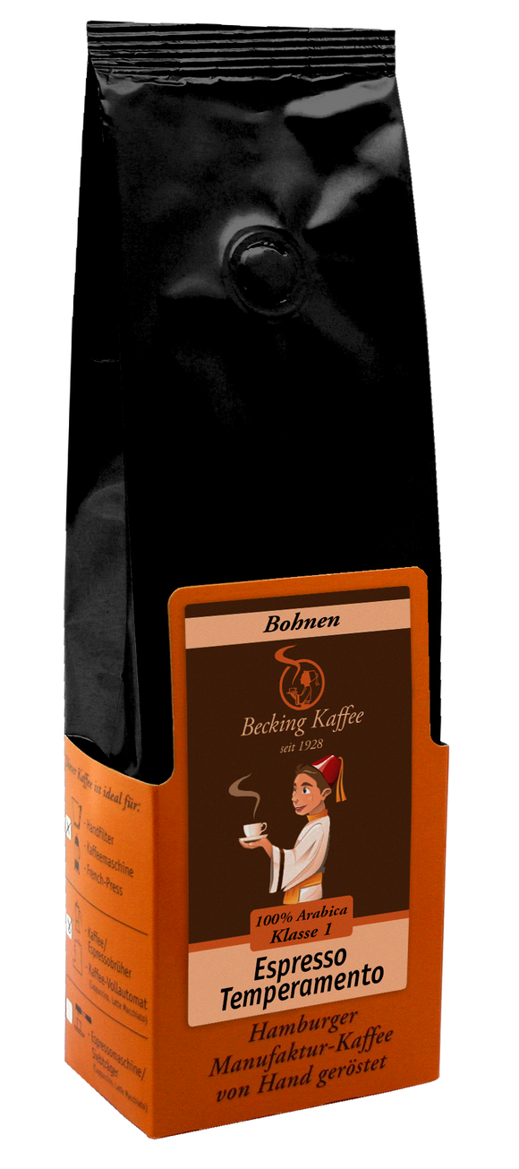 Becking Kaffee - Tüte Espresso Temperamento (Bohnen & Gemahlen, 250g & 1kg)
