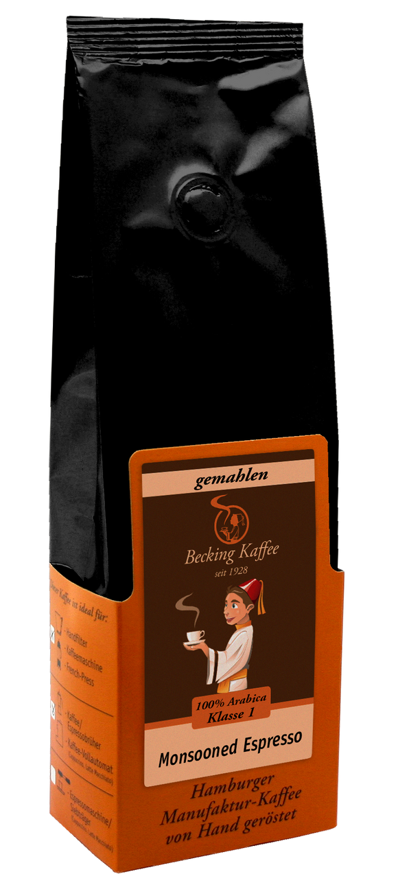 Becking Kaffee - Tüte Monsooned Espresso (Bohnen & Gemahlen, 250g & 1kg)