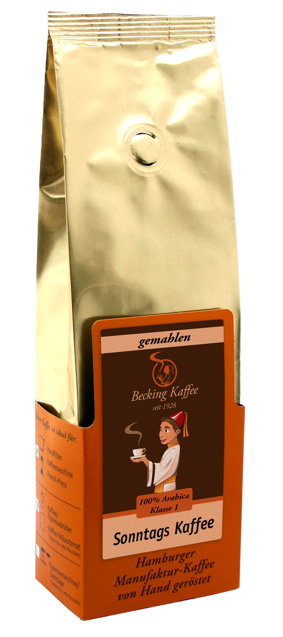 Becking Kaffee - Tüte Sonntags-Kaffee (Bohnen & Gemahlen, 250g & 1kg)
