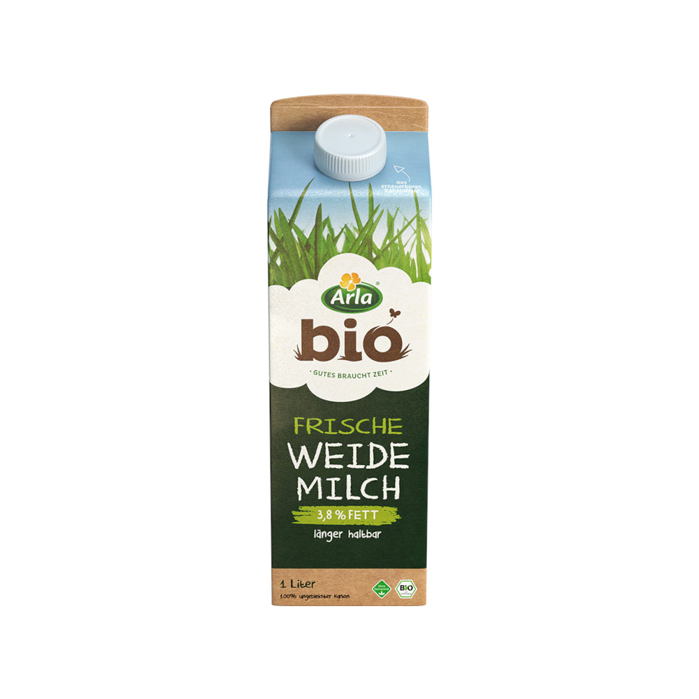 Arla Bioweide H-Milch 3,8% Fett 12 x 1L (Tetra) EINWEG Tray