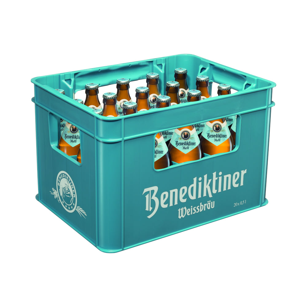 Benediktiner Lager hell 20 x 0,5L (Glas) MEHRWEG Kiste zzgl. 3,10 € Pfand-1