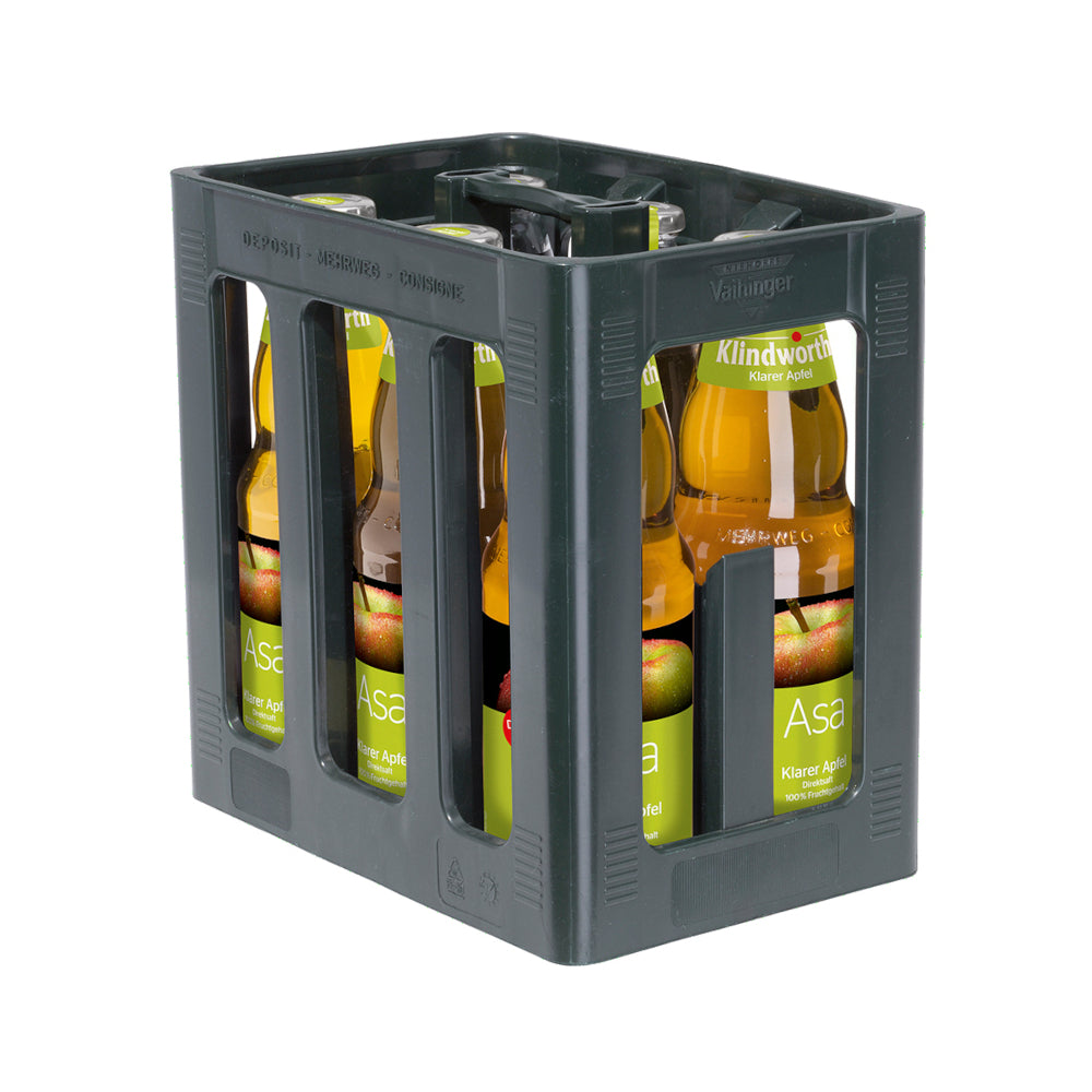 Klindworth ASA Apfelsaft klar 6 x 1L (Glas) MEHRWEG Kiste zzgl. 2,40 €  Pfand