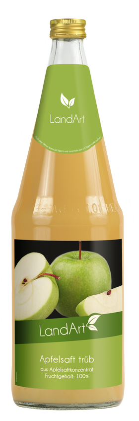 Landart Apfelsaft Trüb 6 x 1L (Glas) MEHRWEG Kiste zzgl. 2,40 € Pfand
