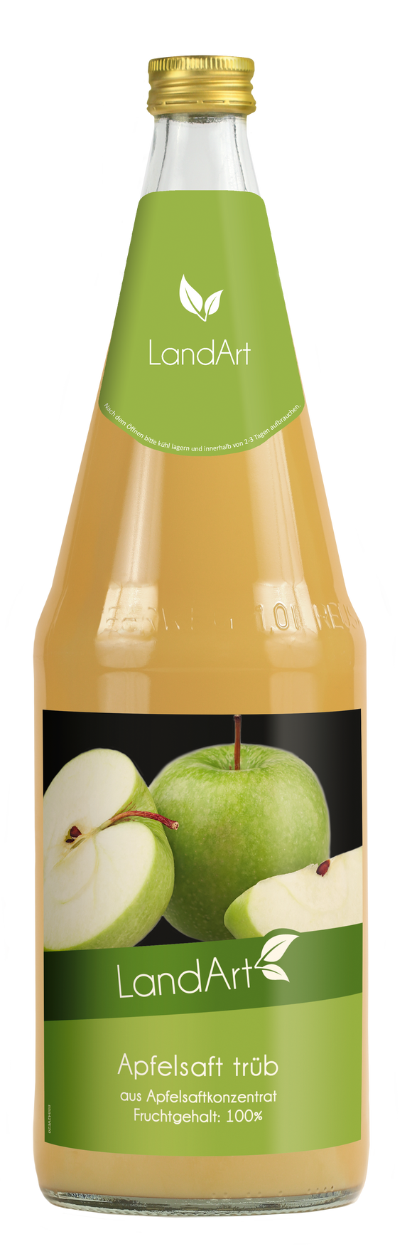 Landart Apfelsaft Trüb 6 x 1L (Glas) MEHRWEG Kiste zzgl. 2,40 € Pfand